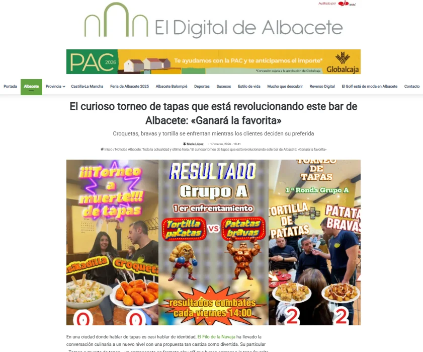 Concurso de tapas en El Filo de la Navaja, bar de tapas en Albacete